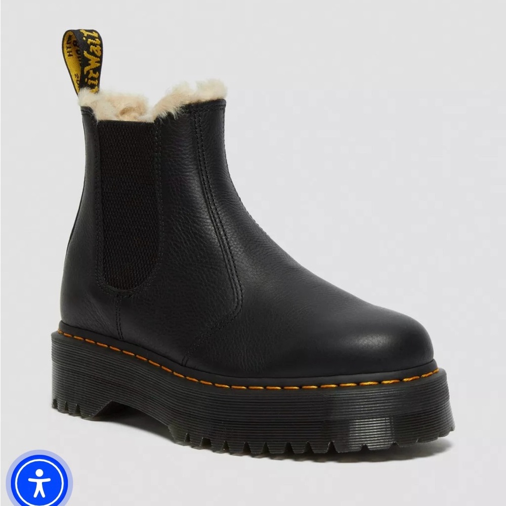 Black Leather Platform Chelsea Boots